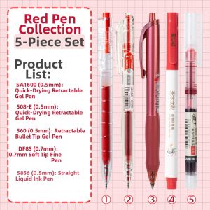 deli | Quick-drying 0.5mm Red Pen Student Teacher Festival Gift 0.5mm