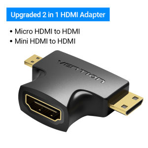 Vention | Vention Micro HDMI Adapter Micro Mini 2 in 1 Male to Female Cable Connector Converter for Camera TV Projector Mini HDMI Adapter