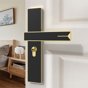 BlackGold Aluminium Alloy Mute Interior Door Knobs For Main Door Bedroom Door Lock Door Handle Locks Set Lock