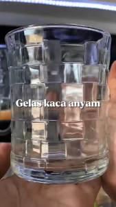 Gelas Kopi Anyam - Gelas Kaca Cantik - Cangkir Kopi Motif Anyam