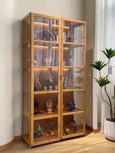 T-Y(COD) ตู้กระจก ตู้โชว์กระจก ตู้เก็บของ ตู้โชว์โมเดล ตู้โชว์สินค้า โชว์ของเล่น ของสะสม กันฝุ่นกันความชื้น ทำโดยไม้ไผ่ธรรมชาติ