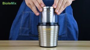 Máy xay hạt cà phê và gia vị 2 trong 1 Thương hiệu Biolomix BCG300 Dạng ấn giữ khi xay Công suất 300W Có vỏ bọc inox SS201 siêu bền - HÀNG NHẬP KHẨU