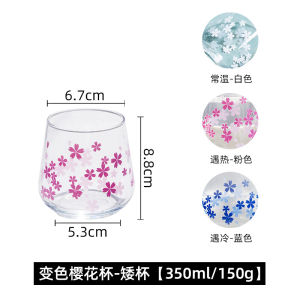 Creative Personalized Color Changing Glass Cup Ins Style Womens Cute Japanese Tea Cup Home Use Nordic round Shape Printing