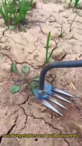 4 teeth Weeding Artifact Manganese Steel Garden Weeder Grass Rooting Loose Soil Hand Weed Removal Puller Gardening Tools