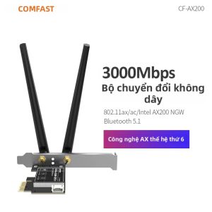 Comfast | Comfast 3000Mbps Dual Band WiFi 6 Card Mạng PCI-E Intel AX200 802.11ax Bluetooth 5.2 MU-MIMO Hỗ Trợ Cho Máy Tính Để Bàn Win10/11