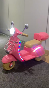 Rechargeable Kids Electric Scooter Motorcycle 3 Wheels with Colorful LED Lights Music Player Early Learning Anti-Tip Rear Trunk Storage Ride On Vehicle for Children Toddlers Boys Girls 2-6 Years Old Perfect Gift