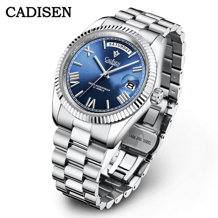 CADISEN Men's Mechanical Watches Luxury Meteorite Dial Automatic Watch ...