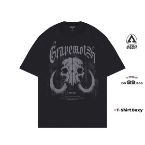 Aerostreet T Shirt Boxy Fit Gravemoth Abu Tua Man  Kaos Tshirt FADAA
