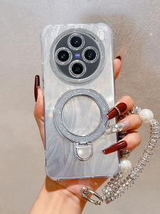 Vivo X100 Ultra Womens Style Full Cover Magnetic Absorption Stand Mobile Phone Case Soft Silicone Protective Shell