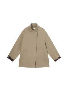 THROUS | Áo Khoác Trench Coat Cổ Cao Tay Dài Kiểu Cổ Điển Độ Dài Trung Bình