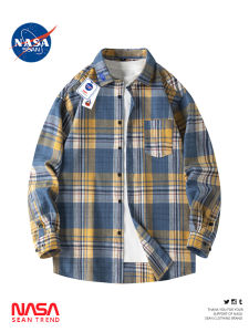 Wassup Panda Retro Hong Kong Style Plaid Long Sleeve Mens Shirt Loose Casual Outerwear Spring Fashion Polyester Cotton Blend