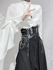 ROAE Retro Chinese Style Draped Shirt Neutral Half High Collar Scarf Design Sensation Lemaire Style Womens Loose Fit Shirt