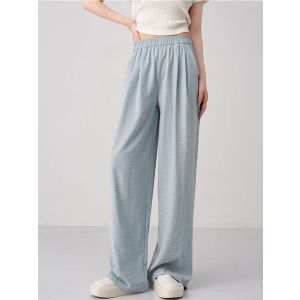 High Waist Wide Leg Casual Pants Womens Spring Summer Thin Air Texture Pants Loose Fit Straight Leg Trousers Comfortable