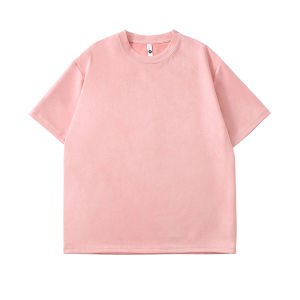 280G Heavy Weight Suede Short Sleeve Summer Mens Pu Shuai Mei Style High Street Cleanfit Fancy White T-shirt