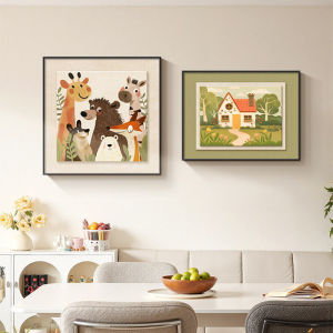 Cozy Cream Style Cartoon Combination Wall Art
