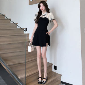 CHANGTONG | New Chinese Style Lace Cinched Waist Qipao Dress Set