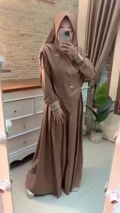 Gamis Wanita Set Hijab Crinkle Premium M-L-XL-XXL Baju Syari Lebaran Polos