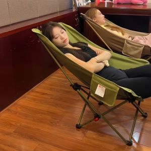 เก้าอี้นอนพับสำหรับนอนหลับในช่วงเที่ยง เบา สะดวกสบาย สำหรับพนักงานออฟฟิศ ที่นั่งแบบสาน ผ้าไนลอน ทรงจันทร์