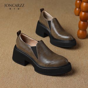 Comfortable Thick Bottom Womens Loafers Fashionable Commuter Style Slip-On Heightening Shoes JONCARZZ A1889 Casual Oxfords