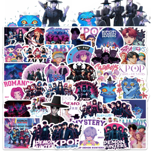 50PCS Anime K-Pop Demon Hunters Stickers Saja Boys Group Anime Demon Hunters Derpy Tiger Waterproof Stickers for DIY Decoration