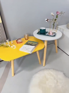 【VIDKHSY Store】Nordic Solid Wood Round Side Table Multi-Functional Coffee Table Bedside Table Tea Table for Living Room Bedroom Simple Modern Design