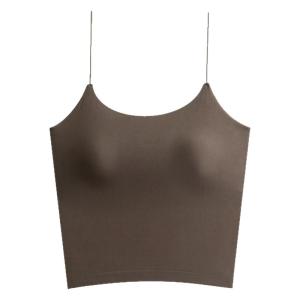 Autumn Winter Nude Feel Seamless Strap Vest Women Outerwear Inner Match with Chest Pad Slimming 2025 New Base Top
