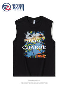 Mens Summer New Style Loose Fit Cotton Sleeveless Vest Retro American Casual Sport Top round Neck Sweatback Breathable Moisture Wicking