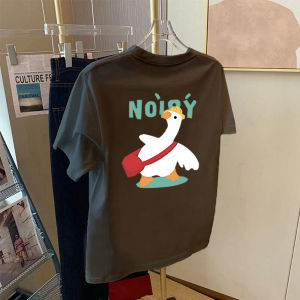 Cotton White Short Sleeve T-Shirt Cartoon Print