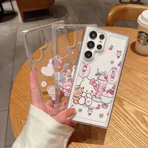 Cartoon Lovely Hello Kitty Mobile Phone Case For Samsung S25 Ultra S24 Ultra S22 S23 Ultra Shockproof Phone Back Cover for Samsung S25 Plus S24 Plus S22 S23 Plus Back Shell