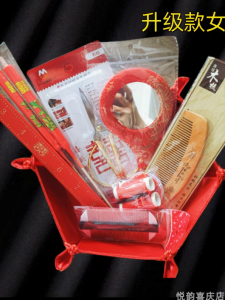 ชุดแปรงหวีไม้คู่รัก ชุดแต่งงานแบบปรับปรุงใหม่ สีแดง ของขวัญสร้างสรรค์ ของขวัญชิ้นส่วน ของขวัญสำหรับคู่รัก