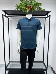 Silky Smooth Thin Polo Shirt Casual Summer New Business Leisure Turn-down Collar Striped Breathable Versatile Short Sleeve