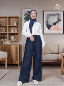 CELANA KULOT PLISKET WANITA NIBRAS ALNITA NAIA PANTS NAVY / PROMO KEMERDEKAAN BIG SALE