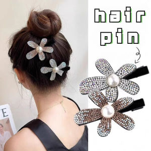 Pearl Rhinestone Sun Flower Hairpin Female Duckbill Clip Korean Fashion Hair Clip Hair Accessories