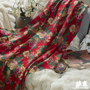 ผ้าพิมพ์ลายดิจิตอลผ้าฝ้ายลินิน ผ้าลายดอกไม้สไตล์ชนบท ผ้ากระโปรงเดรส ผ้า DIY งานฝีมือ ผ้าฝ้ายลินิน ผ้าพิมพ์ลาย ผ้าฝ้ายลินิน