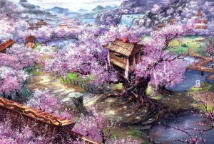 Cherry Blossom Villa Jigsaw Puzzle 500/1000/1200/2000PCS Serene Scene Focus Activity Leisure Time Gift