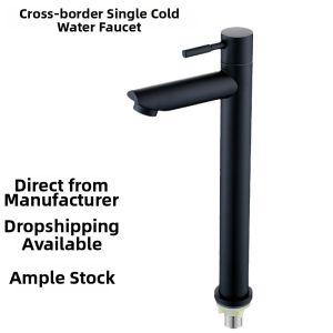 Single Cold Stainless Steel Black Faucet