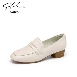 Comfortable Coarse Heel Commuter Leather Loafers