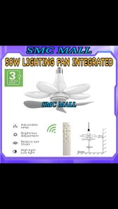 2 IN 1 50W Ceiling Light with Fan Remote Control Intelligent LED Light 3Color Silent 3 Blades Fan 4 Speed Bulb Light Fan