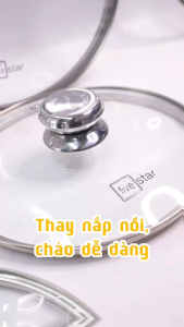 Nắp kính cường lực cao cấp Fivestar dùng cho nồi chảo xửng hấp quánh size 16 cm / 18cm / 20cm /24cm / 26cm /28cm /30cm / 32cm - nắp đậy - Shop Bếp Xinh