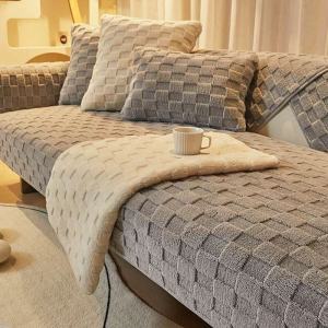 Plush Sofa Cushion Universal Skin-friendly Sofa Cover Non-slip Sofa Mat Padfull Coverage Fabric Multi-size Sofa Seat Cover for Sofa