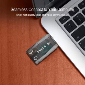 SB to 3.5mm Jack Audio Adapter USB 2.0 to Aux Mic Headphone External 3D Sound Card HFR8103 Chip for PC