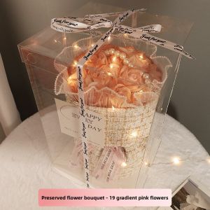 Valentines Day Gift Eternal Rose Bouquet Teachers Day Soap Flower Gift Box Birthday Present for Girlfriend Creative Souvenir