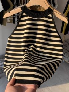DVDK | Slim Striped Halter Top Womens Outwear