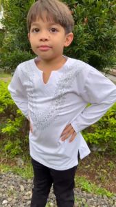 Hooneybee Yasir Putih - Koko Anak Laki-laki [Size 2-10 Thn] Baju Kaos Muslim