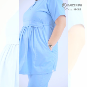 Maternity Scrub Suit KSM-02 2-Buttons Empire Cut Sheared 2-pockets Top 2-pocket Colored Pants
