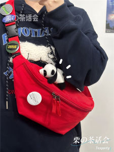 Mobile Phone Waist Bag Trendy Red Chest Bag Japanese Style Ins Minimalist Shoulder Small Bag Female Casual Sports Messenger Bag Male