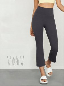 Womens High Waist Butt-Lifting Soft Nude Cropped Athletic Flare Yoga Pants