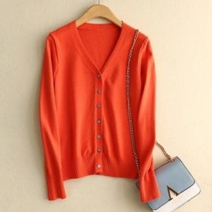 Áo Len Cardigan Dệt Kim Cổ Chữ V Màu Trơn Ngắn Thời Trang Xuân 2025 Cho Nữ Chất Liệu Polyester Thường Ngày