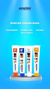 Pasta gigi Enzim untuk bayi dan anak aman jika tertelan strawberry orange bubble gum tutty frutty