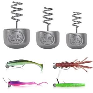 10PCS Lure Spring Lock Pin Insert Sinker Die Cast Weighted Nail Rig Soft Bait Keeper Anti Slip Worm Fishing Tackle for Soft Bait